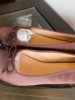 LOFT Chocolate Brown Satin Ballet Flats with Bow